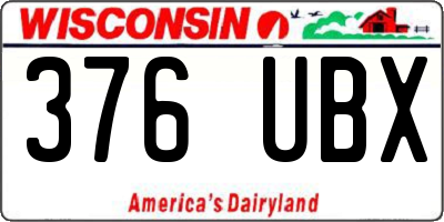 WI license plate 376UBX