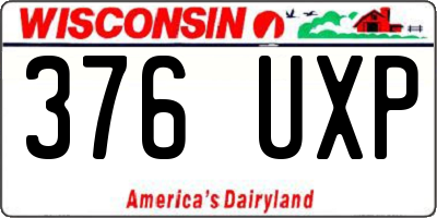 WI license plate 376UXP