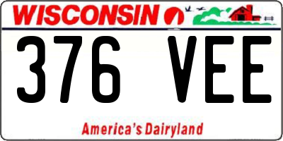 WI license plate 376VEE