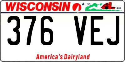 WI license plate 376VEJ