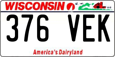 WI license plate 376VEK