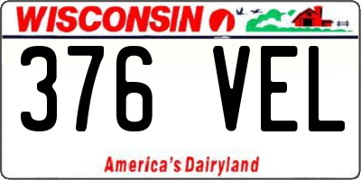 WI license plate 376VEL