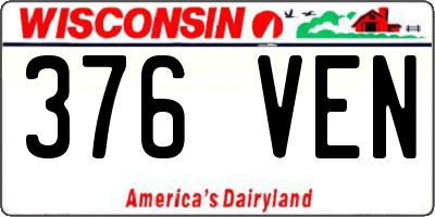 WI license plate 376VEN