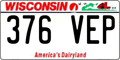 WI license plate 376VEP