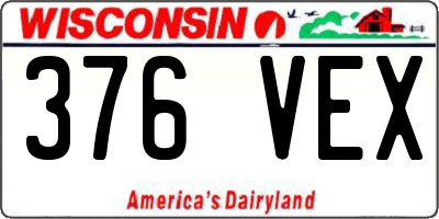 WI license plate 376VEX