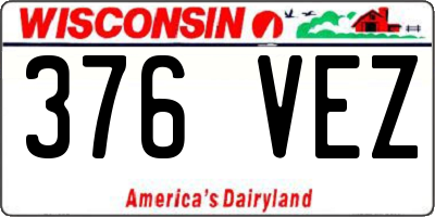 WI license plate 376VEZ
