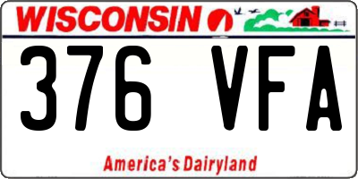 WI license plate 376VFA