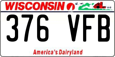 WI license plate 376VFB