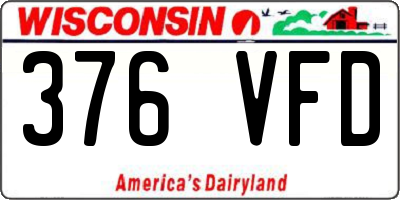 WI license plate 376VFD