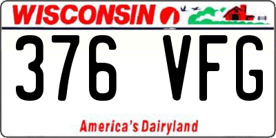 WI license plate 376VFG