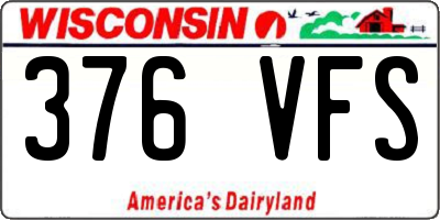 WI license plate 376VFS