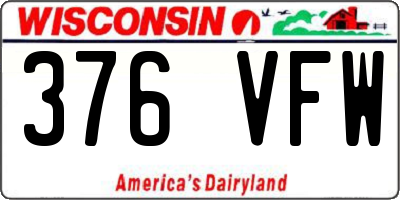 WI license plate 376VFW