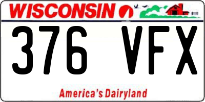 WI license plate 376VFX