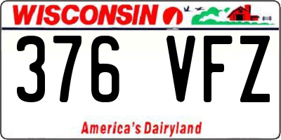 WI license plate 376VFZ