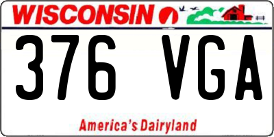 WI license plate 376VGA
