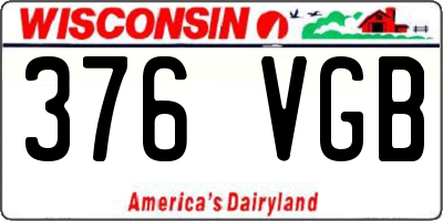 WI license plate 376VGB