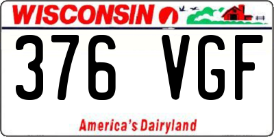 WI license plate 376VGF