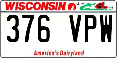 WI license plate 376VPW
