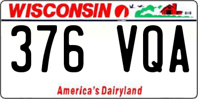 WI license plate 376VQA