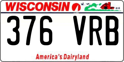 WI license plate 376VRB