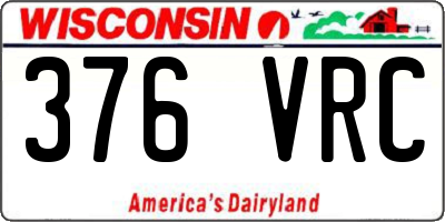 WI license plate 376VRC