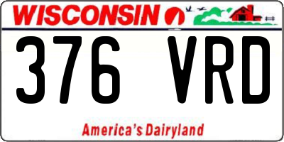 WI license plate 376VRD