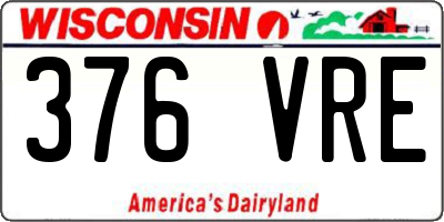 WI license plate 376VRE