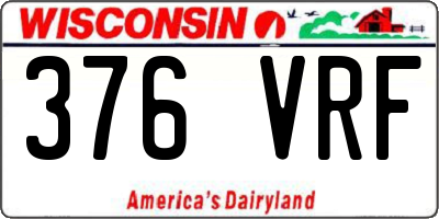 WI license plate 376VRF