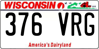 WI license plate 376VRG