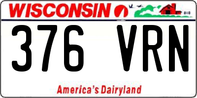 WI license plate 376VRN