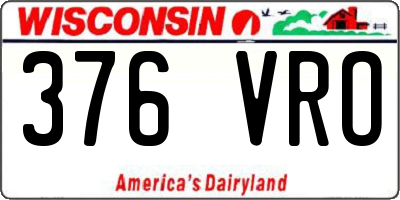 WI license plate 376VRO
