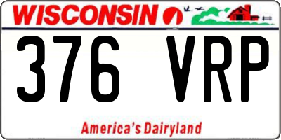 WI license plate 376VRP