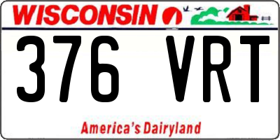 WI license plate 376VRT