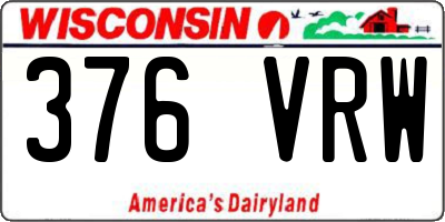 WI license plate 376VRW
