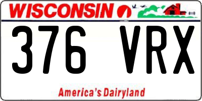 WI license plate 376VRX