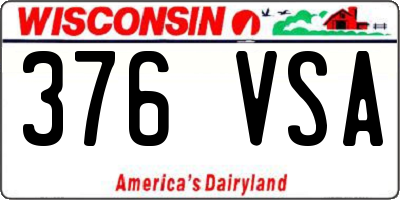 WI license plate 376VSA