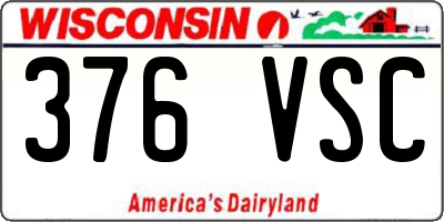 WI license plate 376VSC