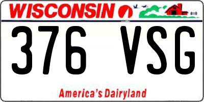WI license plate 376VSG