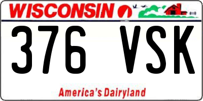 WI license plate 376VSK
