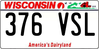 WI license plate 376VSL