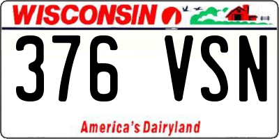 WI license plate 376VSN