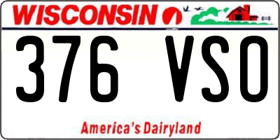 WI license plate 376VSO