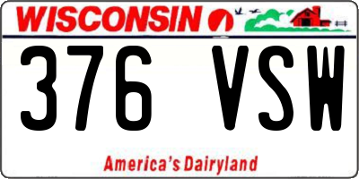 WI license plate 376VSW