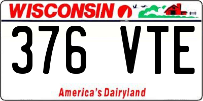 WI license plate 376VTE