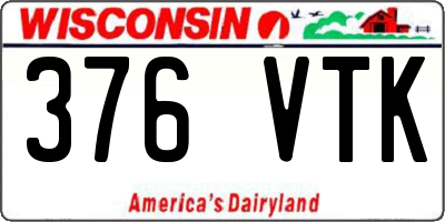 WI license plate 376VTK