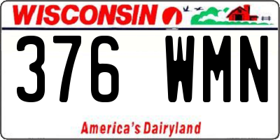 WI license plate 376WMN