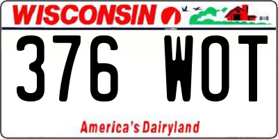 WI license plate 376WOT
