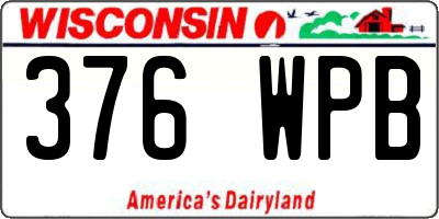 WI license plate 376WPB