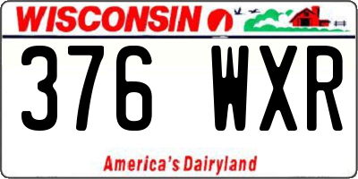 WI license plate 376WXR