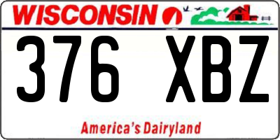 WI license plate 376XBZ